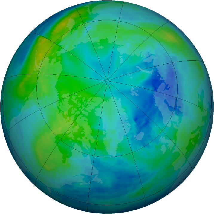 Arctic ozone map for 24 October 1994